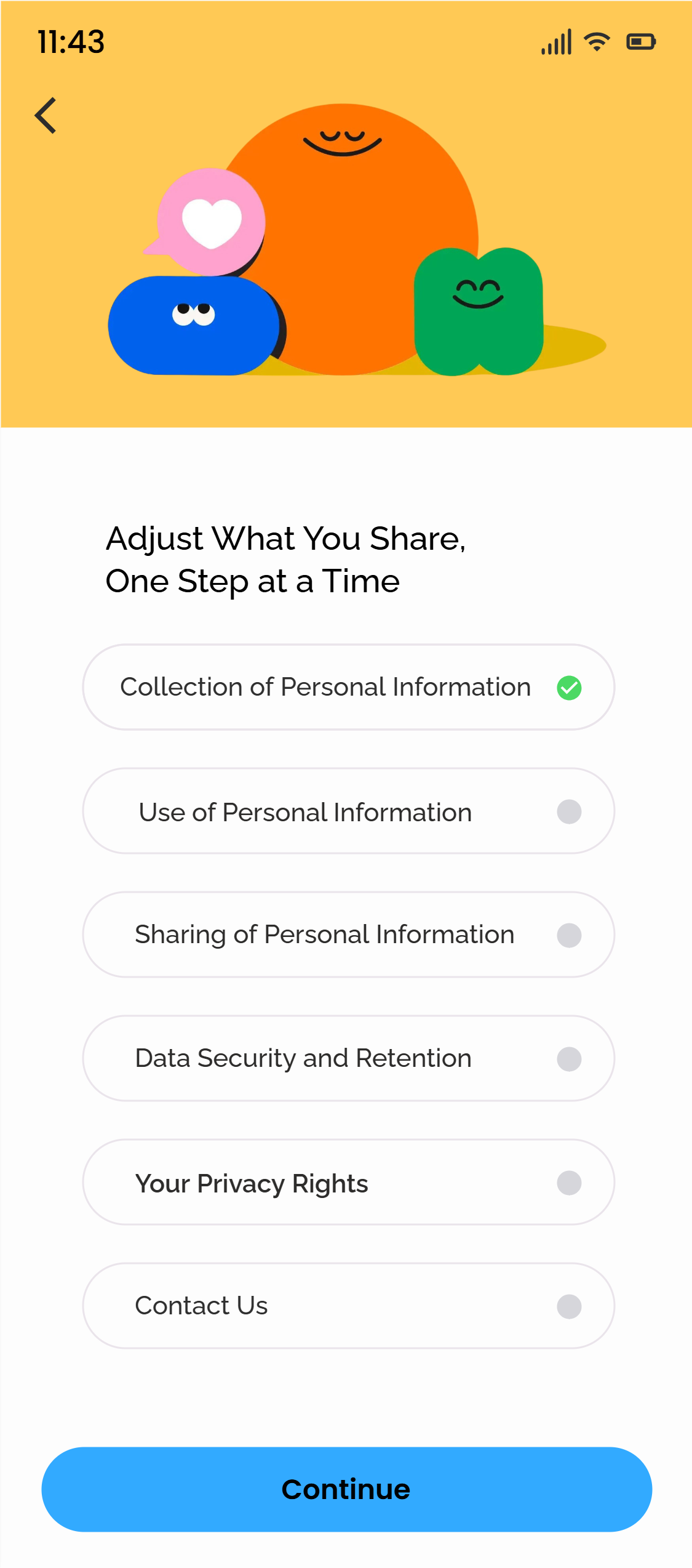 Headspace Privacy Redesign - Options