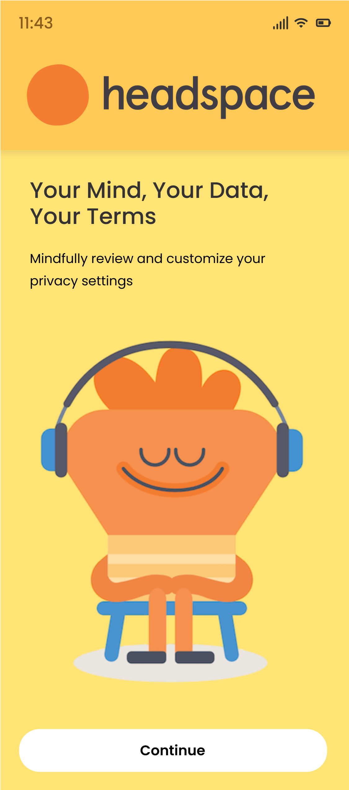 Headspace Privacy Redesign - Start Page